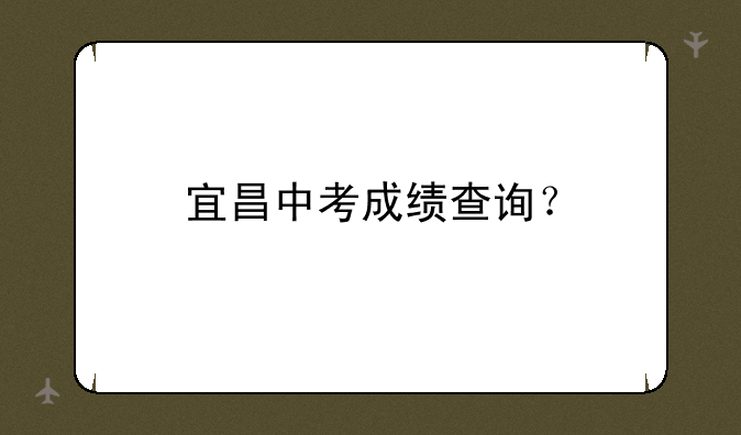 宜昌中考成绩查询？