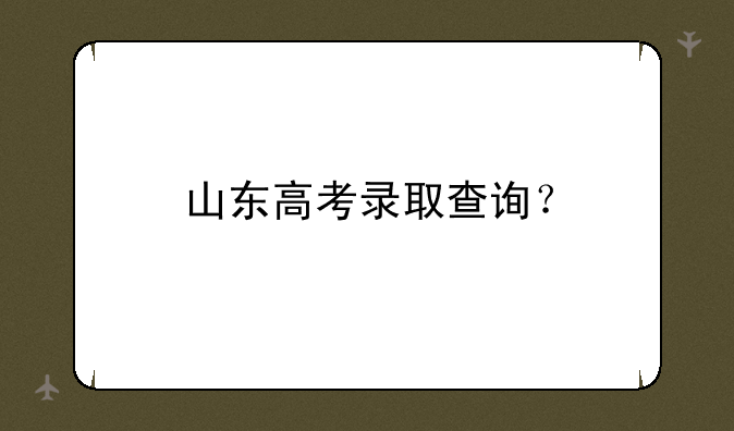 山东高考录取查询？