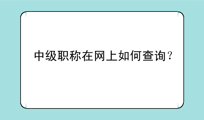 中级职称在网上如何查询？