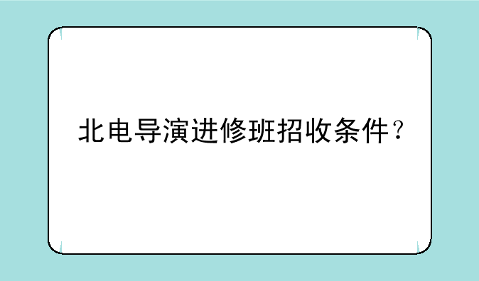 北电导演进修班招收条件？