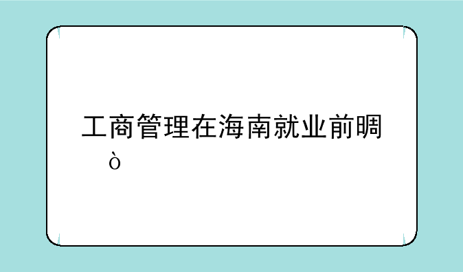 工商管理在海南就业前景？