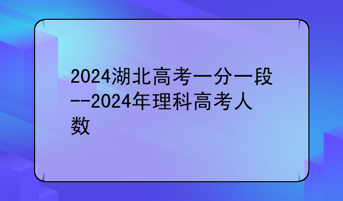 2024湖北高考一分一段--2024年理科高考人数