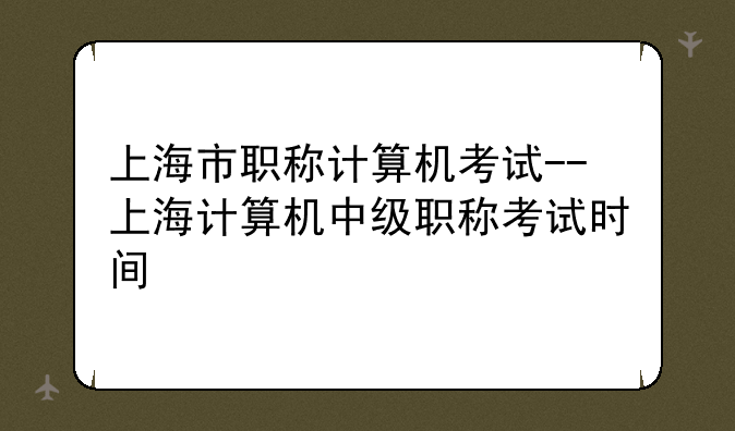 上海市职称计算机考试--上海计算机中级职称考试时间