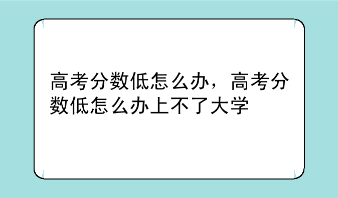 高考分数低怎么办，高考分数低怎么办上不了大学
